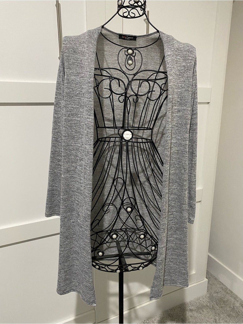 Lane Bryant Light Gray Open-Front Draped Cardigan